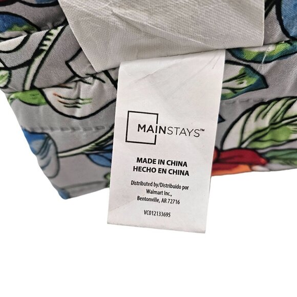 Mainstays Reversible Quilt Set In-a-Tote Full/Queen Grey Floral Bedding 4 PC Set - Picture 7 of 16